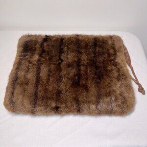 Vintage Mink Fur Muff Handbag Embroidered Classy 1950s High Fashion unique